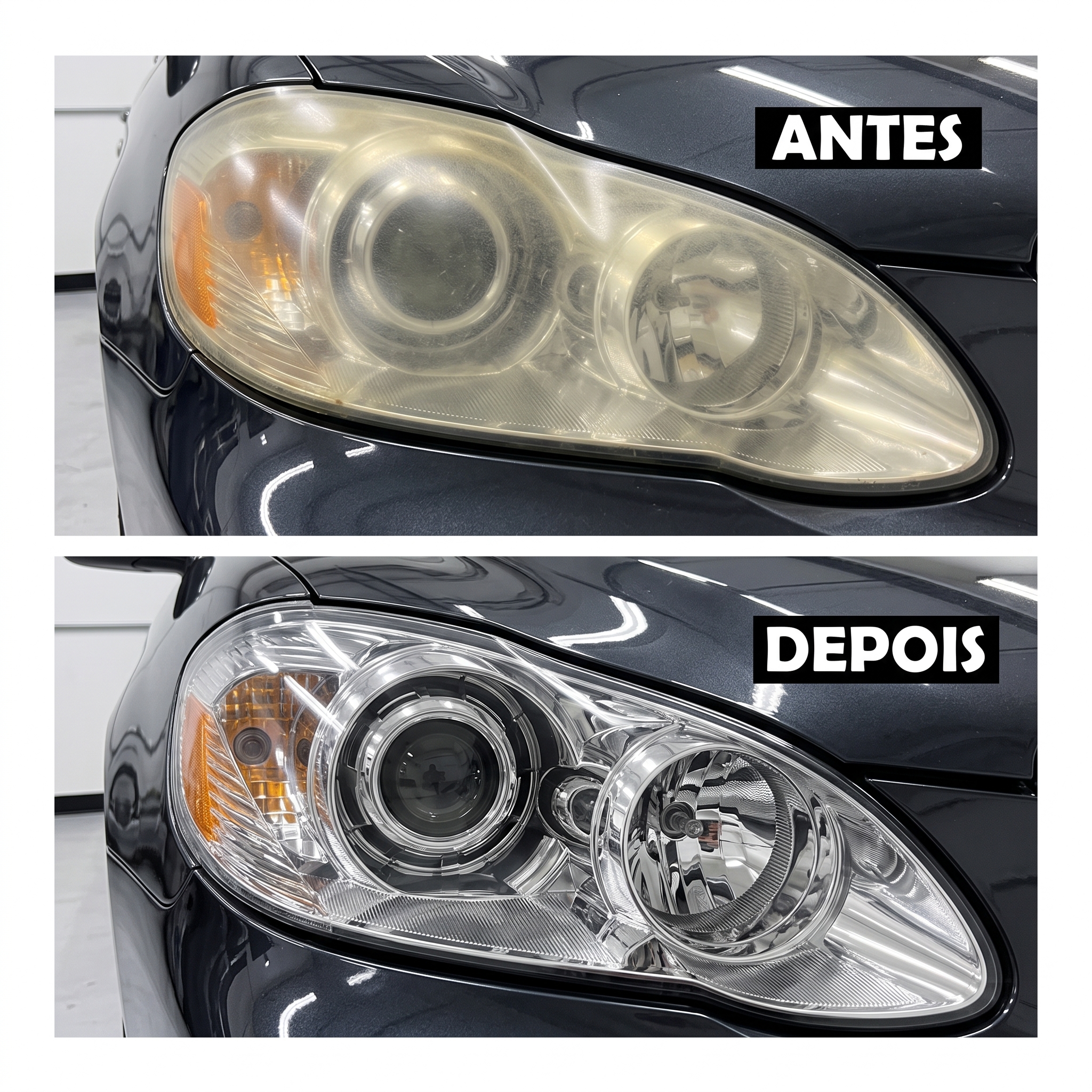 Polimento de Farol - Antes e Depois
